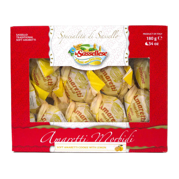 La Sassellese Soft  Amaretti Cookies with Lemon in Window Box 180 gr / 6.34 oz