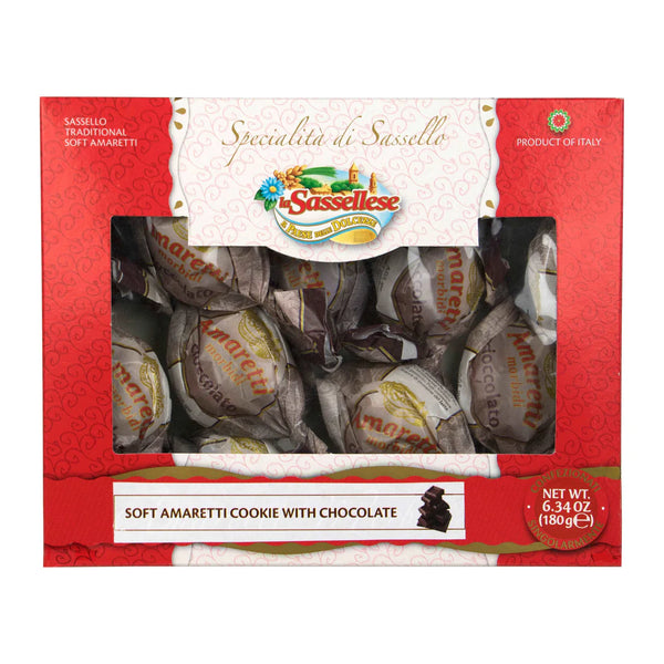 La Sassellese Soft  Amaretti Cookies with Choccolate in Window Box 180 gr / 6.34 oz