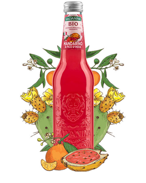 Galvanina Organic Prickly Pear and Tangerine Sparkling Soda with Pulp, 355 ml /12 fl oz