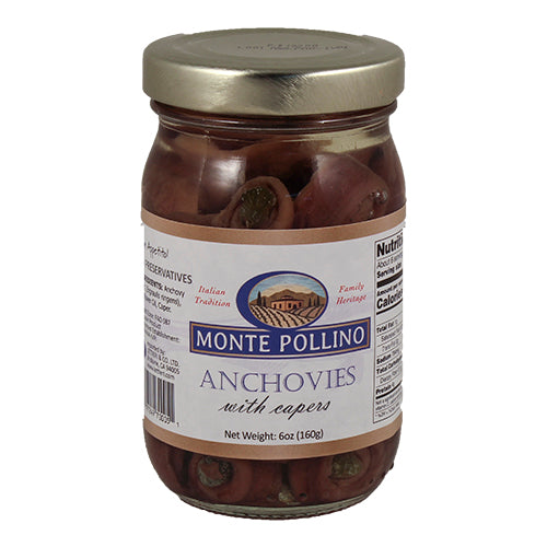 Monte Pollino Anchovies in Oil with Capers, 160 g