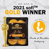 Monte Pollino Truffle, Porcini, & Asiago DOP Ravioli, 8.8oz (250g) is a 2021 Sofi Award-winning product!
