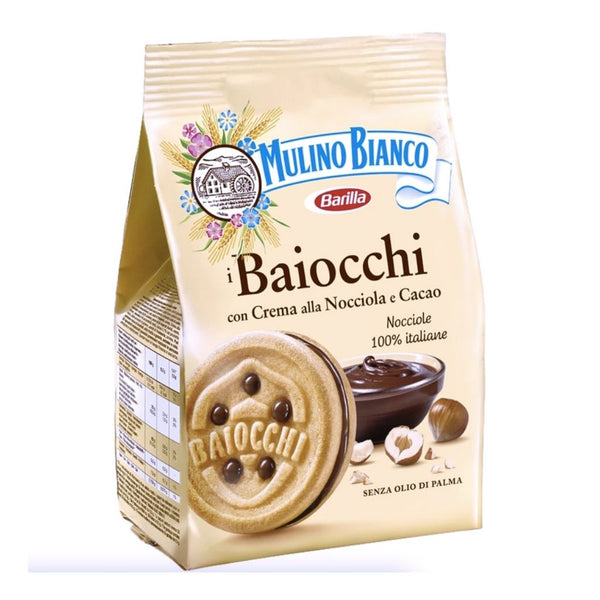 Mulino Bianco Baiocchi Chocolate and Hazelnut Cream Cookies, 12.3 oz